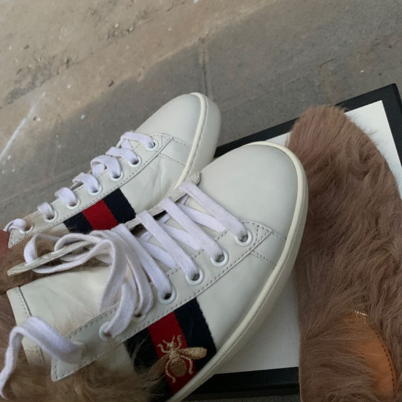 Gucci Gucci Ace Wool Embroidered Bee Sneakers 0079 Size US 5 / EU 37 - 9 Thumbnail