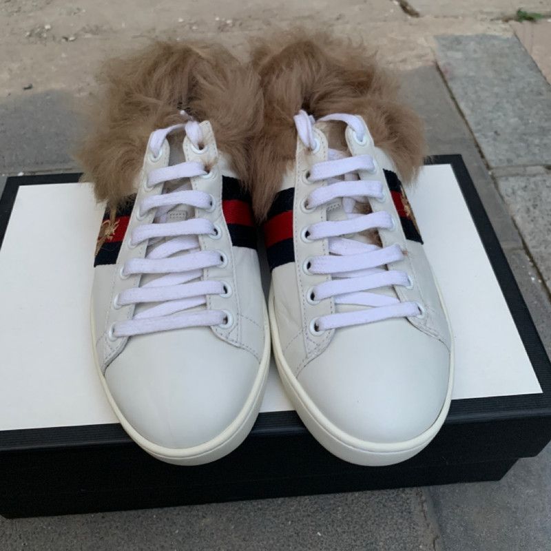 Gucci Gucci Ace Wool Embroidered Bee Sneakers 0079 Size US 5 / EU 37 - 4 Thumbnail