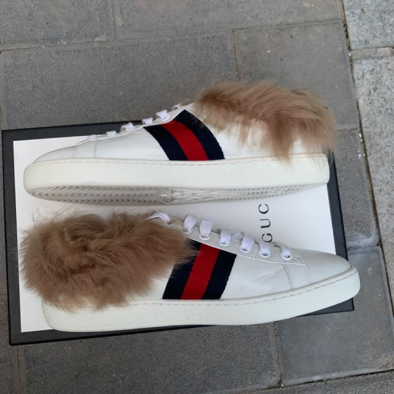 Gucci Gucci Ace Wool Embroidered Bee Sneakers 0079 Size US 5 / EU 37 - 2 Thumbnail