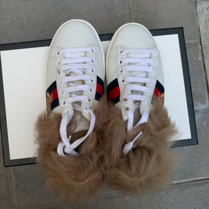 Gucci Gucci Ace Wool Embroidered Bee Sneakers 0079 Size US 5 / EU 37 - 7 Thumbnail