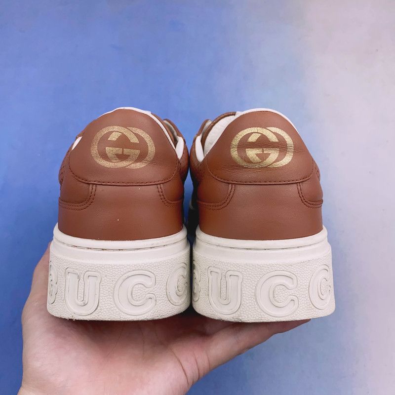 Gucci Gucci Chunky B Brown Leather Low-Top Sneakers 0079 Size US 11 / EU 44 - 3 Thumbnail