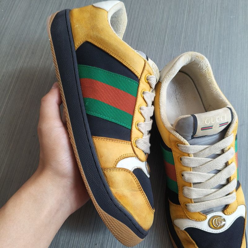 Gucci Gucci Screener Suede Sneakers in Yellow 0079 Size US 8 / EU 41 - 7 Thumbnail