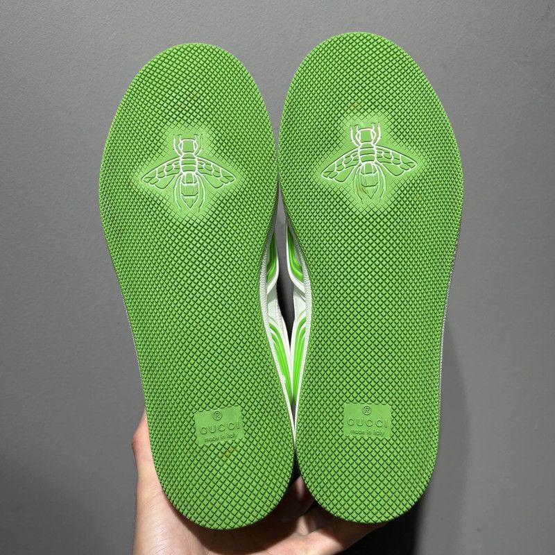 Gucci Gucci Low Top Green and White Sneakers 0079 Size US 6.5 / EU 39-40 - 4 Thumbnail