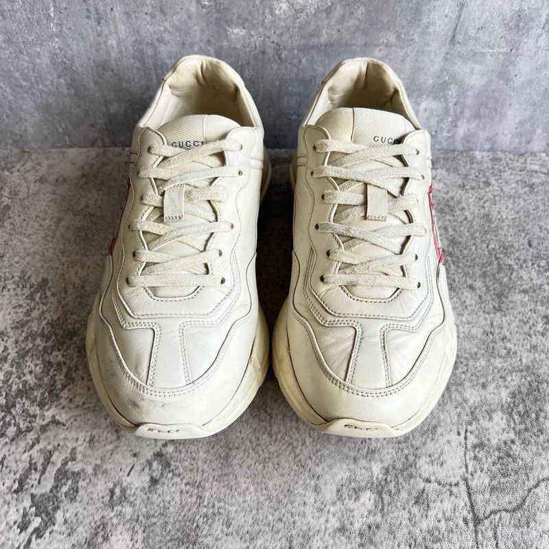 Gucci Gucci Rhyton Leather Dad Sneakers with Lip Print 0079 Size US 8 / EU 41 - 2 Thumbnail