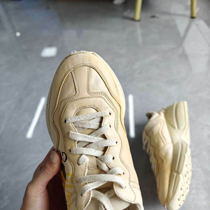 Gucci Gucci Rhyton Logo Cream Low-Top Sneakers 0079 Size US 8 / EU 41 - 8 Thumbnail