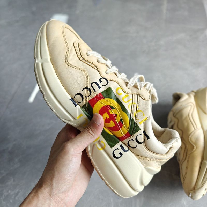 Gucci Gucci Rhyton Logo Cream Low-Top Sneakers 0079 Size US 8 / EU 41 - 6 Thumbnail