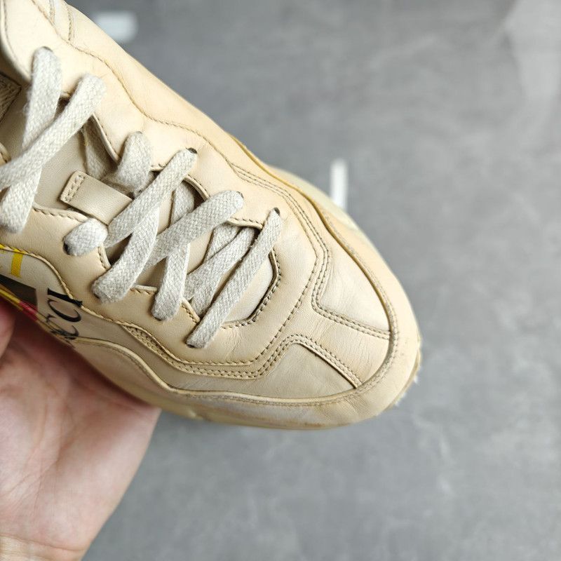 Gucci Gucci Rhyton Logo Cream Low-Top Sneakers 0079 Size US 8 / EU 41 - 7 Thumbnail