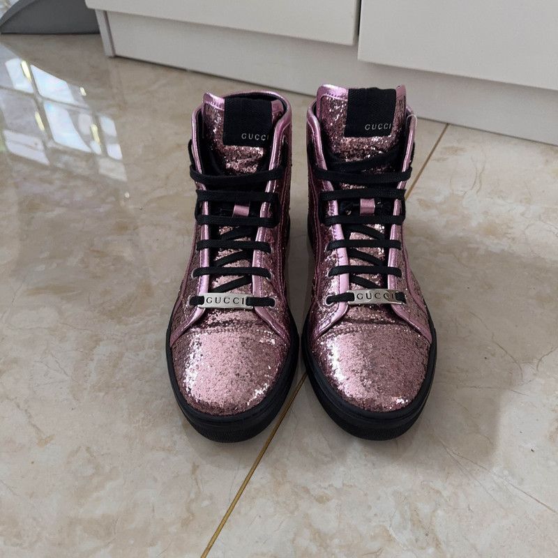 Gucci Gucci Pink Sequined High-Top Sneakers 0079 Size US 6.5 / EU 39-40 - 2 Thumbnail