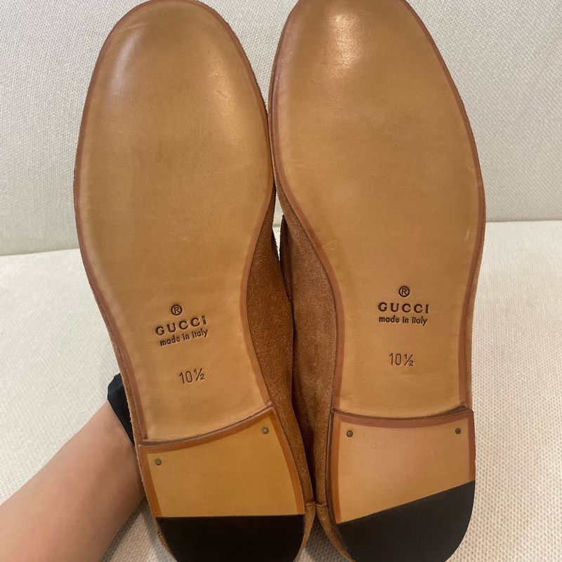 Gucci Gucci Brown Suede Logo Round Toe Loafers 0079 Size US 11 / EU 44 - 4 Thumbnail