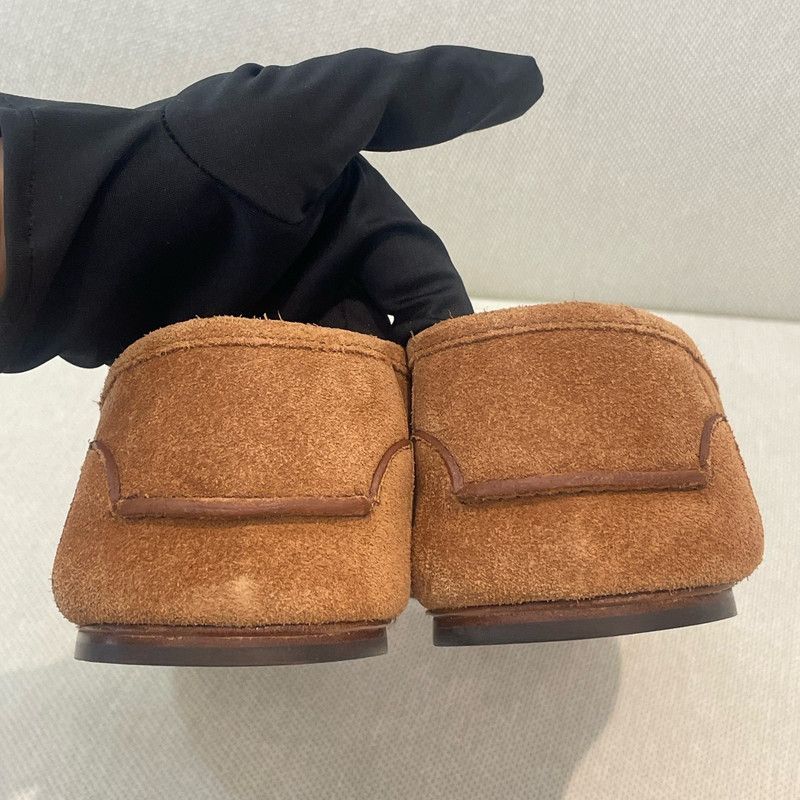 Gucci Gucci Brown Suede Logo Round Toe Loafers 0079 Size US 11 / EU 44 - 6 Thumbnail
