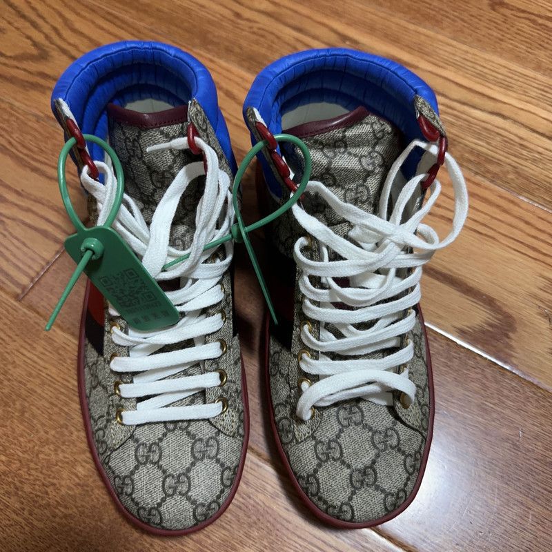 Gucci Gucci Ace High Top Sneakers in Dark Wood 0079 Size US 8 / EU 41 - 2 Thumbnail