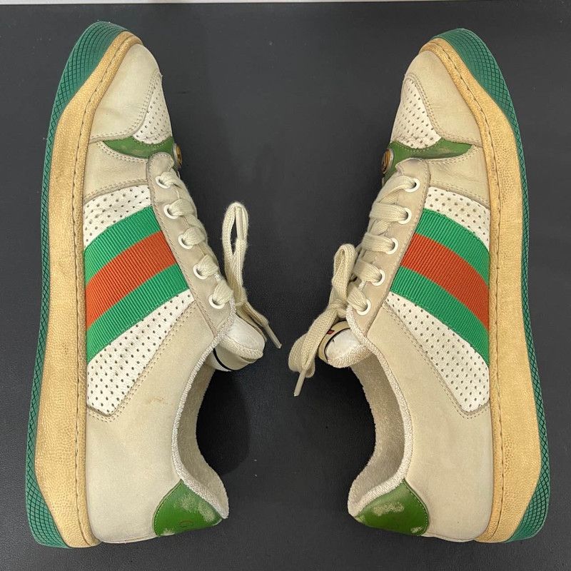 Gucci Gucci Screener Distressed Sneakers in Gray-Green 0079 Size US 9 / EU 42 - 9 Thumbnail