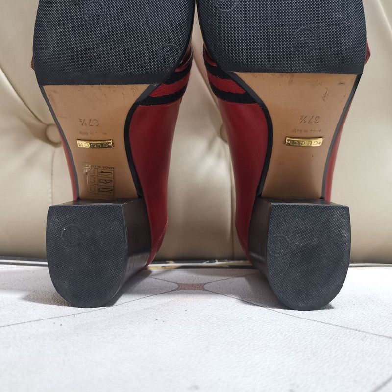 Gucci Gucci Red Suede Double G Chunky Heels 0079 Size US 7.5 / EU 40-41 - 6 Thumbnail