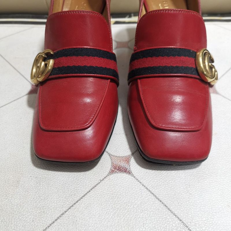Gucci Gucci Red Suede Double G Chunky Heels 0079 Size US 7.5 / EU 40-41 - 15 Thumbnail