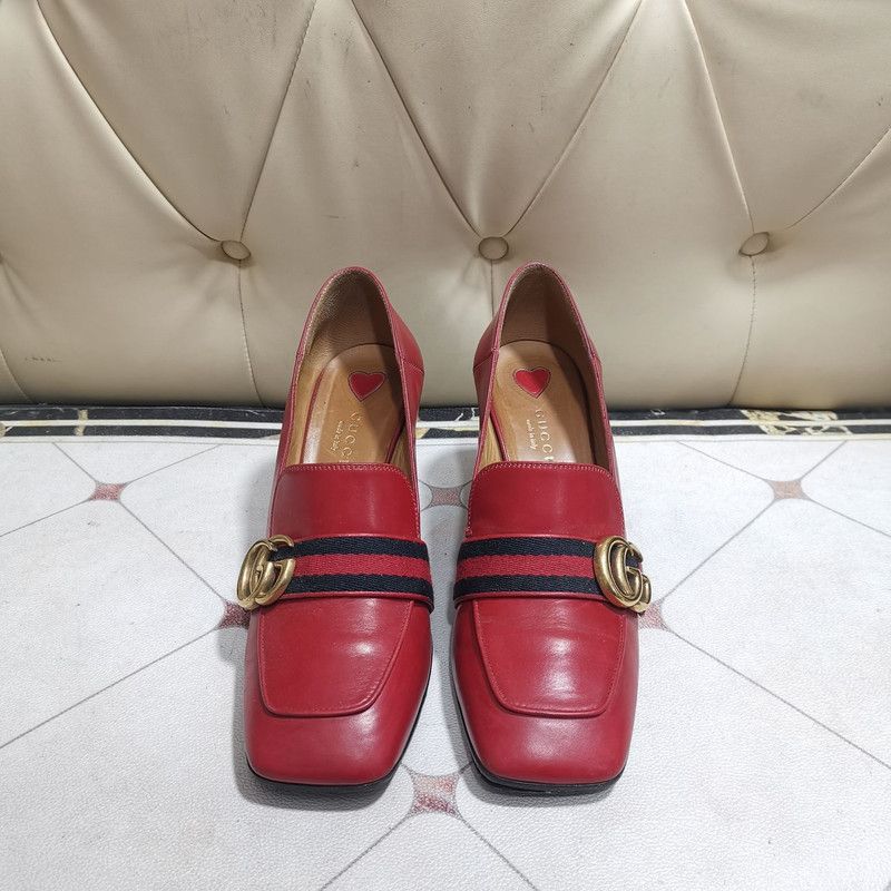 Gucci Gucci Red Suede Double G Chunky Heels 0079 Size US 7.5 / EU 40-41 - 2 Thumbnail