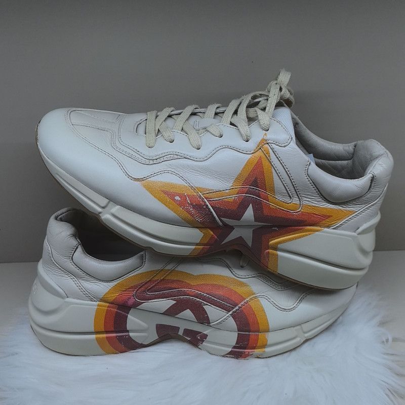 Gucci Gucci Rhyton Low-top Sneakers in White and Orange 0079 Size US 8.5 / EU 41-42 - 6 Thumbnail