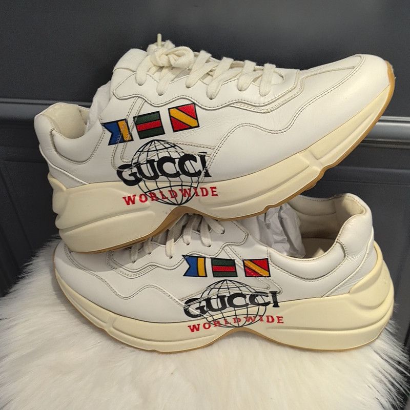 Gucci Gucci Rhyton Worldwide Leather Sneakers for Men 0079 Size US 8 / EU 41 - 6 Thumbnail