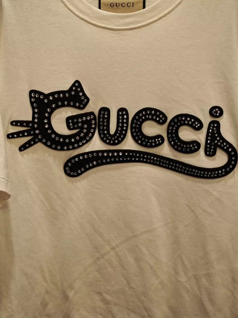 Gucci Gucci Crystal Cat Graphic T-Shirt - dmc Size US M / EU 48-50 / 2 - 3 Thumbnail