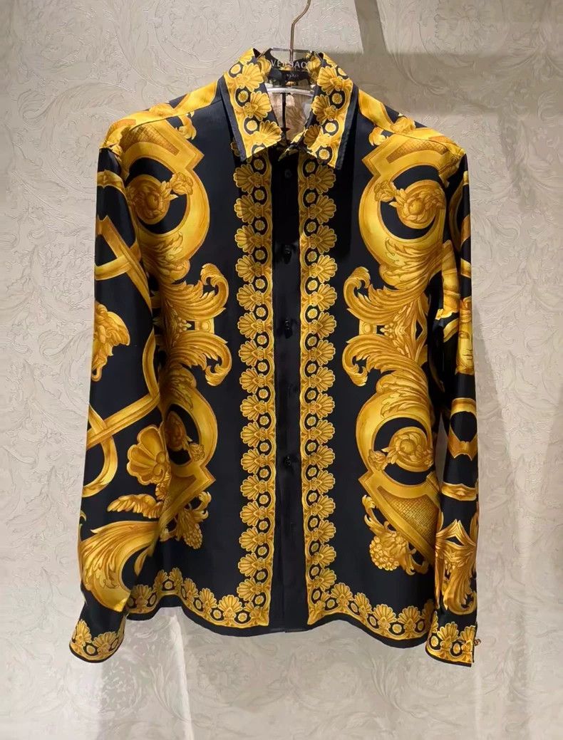 Versace VERSACE Men's Silk Printed Shirt - dmc Size US M / EU 48-50 / 2 - 7 Thumbnail
