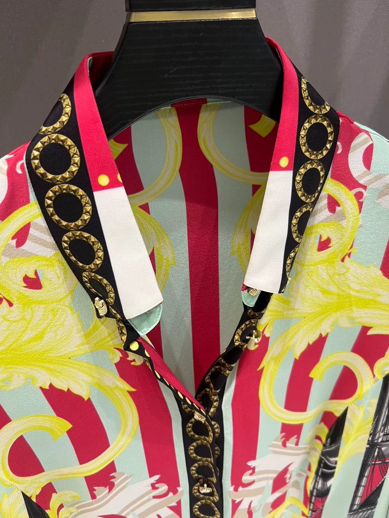 Versace Versace Women's Silk Button-Up Shirt - dmc Size US XL / EU 56 / 4 - 3 Thumbnail