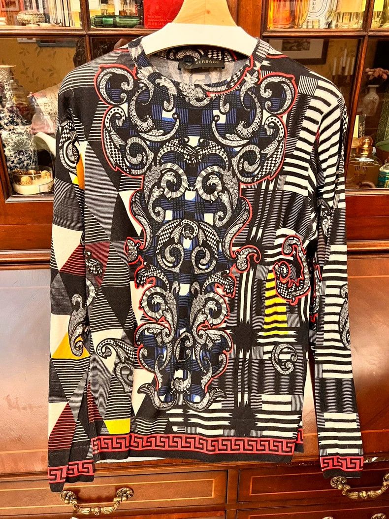 Versace Runway Baroque Silk Knit Sweater - dmc