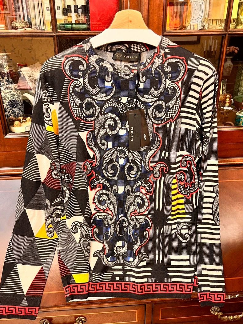 Versace Runway Baroque Silk Knit Sweater - dmc