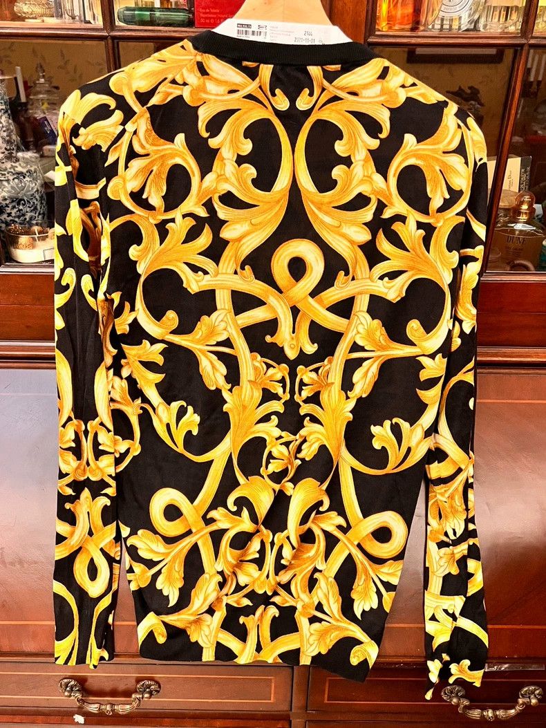 Versace Runway Baroque Silk Knit Sweater - dmc