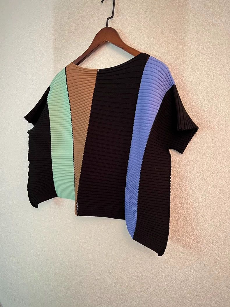 Issey Miyake Issey Miyake Pleated Striped Short Sleeve Top - dmc Size US M / EU 48-50 / 2 - 3 Thumbnail