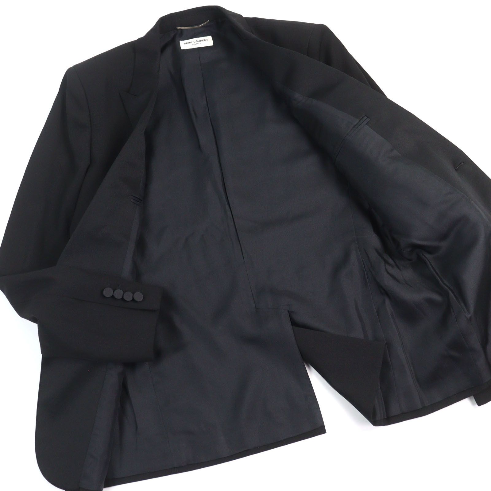 Yves Saint Laurent Yves Saint Laurent Saint Laurent Paris Smoking Jacket Wool Jacket Leather Outerwear 326807 Size ONE SIZE - 3 Thumbnail