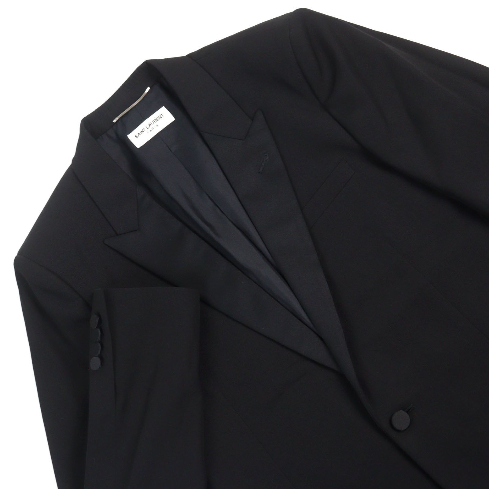 Yves Saint Laurent Yves Saint Laurent Saint Laurent Paris Smoking Jacket Wool Jacket Leather Outerwear 326807 Size ONE SIZE - 2 Thumbnail