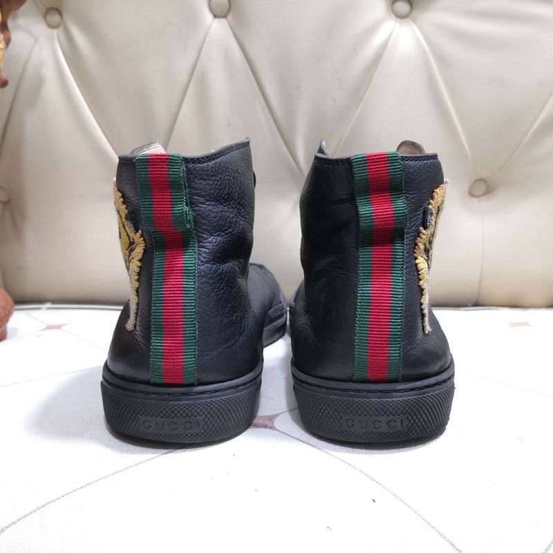 Gucci Gucci Black Tiger Head High-Top Sneakers 0079 Size US 12 / EU 45 - 3 Thumbnail