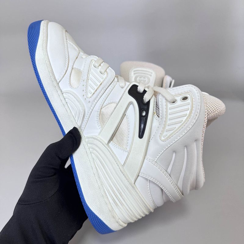 Gucci Gucci High-Top Basketball Sneakers in White and Blue 0079 Size US 8.5 / EU 41-42 - 7 Thumbnail