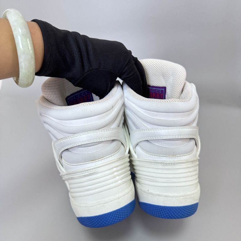 Gucci Gucci High-Top Basketball Sneakers in White and Blue 0079 Size US 8.5 / EU 41-42 - 3 Thumbnail