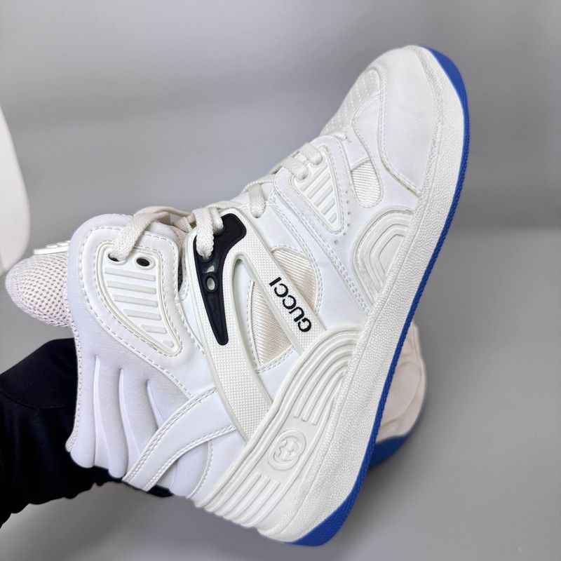Gucci Gucci High-Top Basketball Sneakers in White and Blue 0079 Size US 8.5 / EU 41-42 - 6 Thumbnail