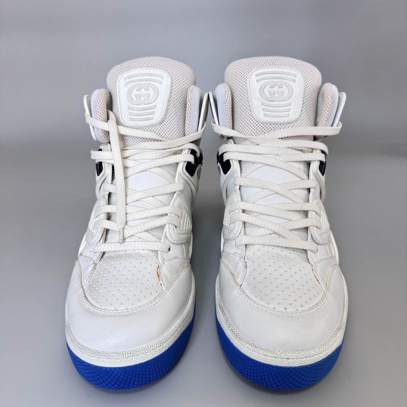 Gucci Gucci High-Top Basketball Sneakers in White and Blue 0079 Size US 8.5 / EU 41-42 - 2 Thumbnail