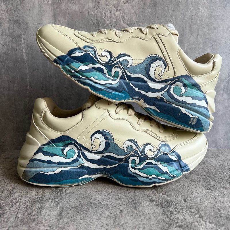 Gucci Gucci Rhyton Wave Print Low-top Sneakers 0079 Size US 8 / EU 41 - 8 Thumbnail