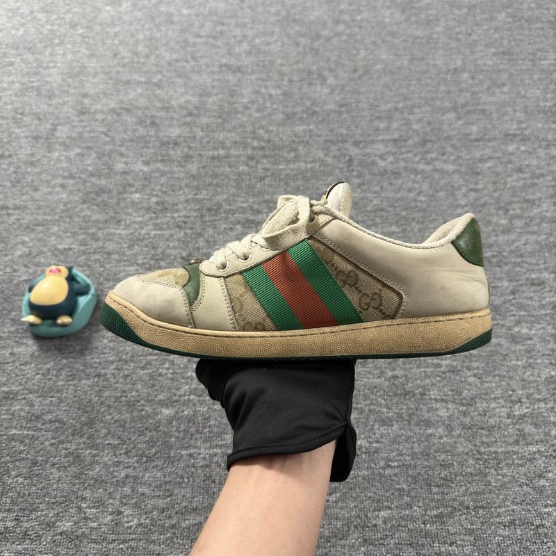 Gucci Gucci Screener Vintage Green Leather Sneakers 0079 Size US 8 / EU 41 - 8 Thumbnail