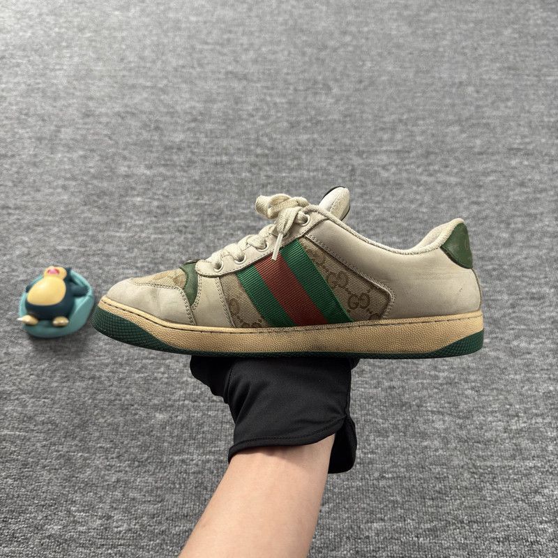 Gucci Gucci Screener Vintage Green Leather Sneakers 0079 Size US 8 / EU 41 - 10 Thumbnail