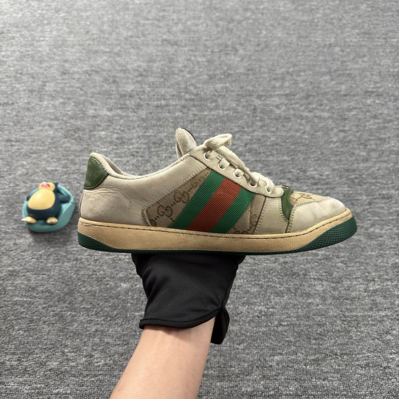 Gucci Gucci Screener Vintage Green Leather Sneakers 0079 Size US 8 / EU 41 - 7 Thumbnail