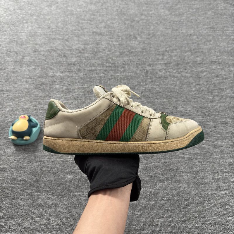 Gucci Gucci Screener Vintage Green Leather Sneakers 0079 Size US 8 / EU 41 - 9 Thumbnail