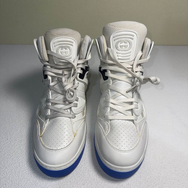 Gucci Gucci High-Top Basketball Shoes in White and Blue 0079 Size US 8.5 / EU 41-42 - 2 Thumbnail