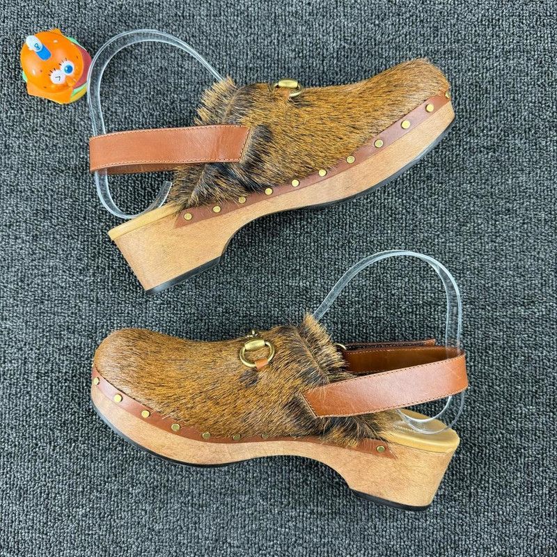 Gucci Gucci Brown Fur-Clad High Heel Clogs 0079 Size US 8.5 / EU 41-42 - 3 Thumbnail