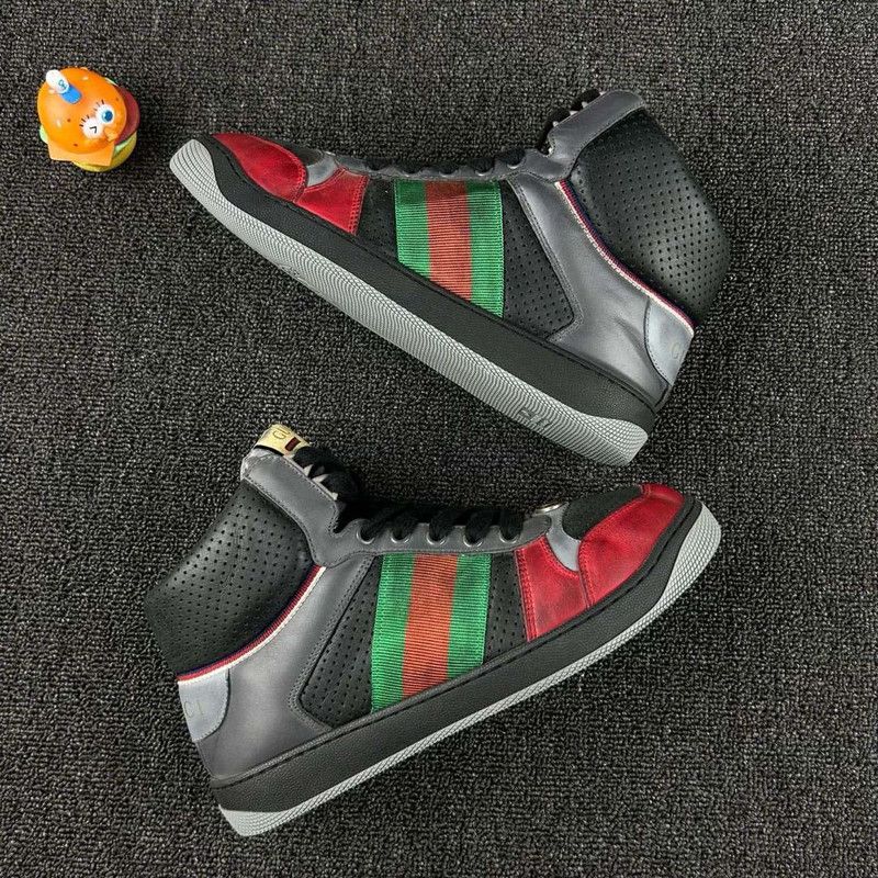 Gucci GUCCI Screener High-Top Sneakers in Gray and Red 0079 Size US 8.5 / EU 41-42 - 7 Thumbnail