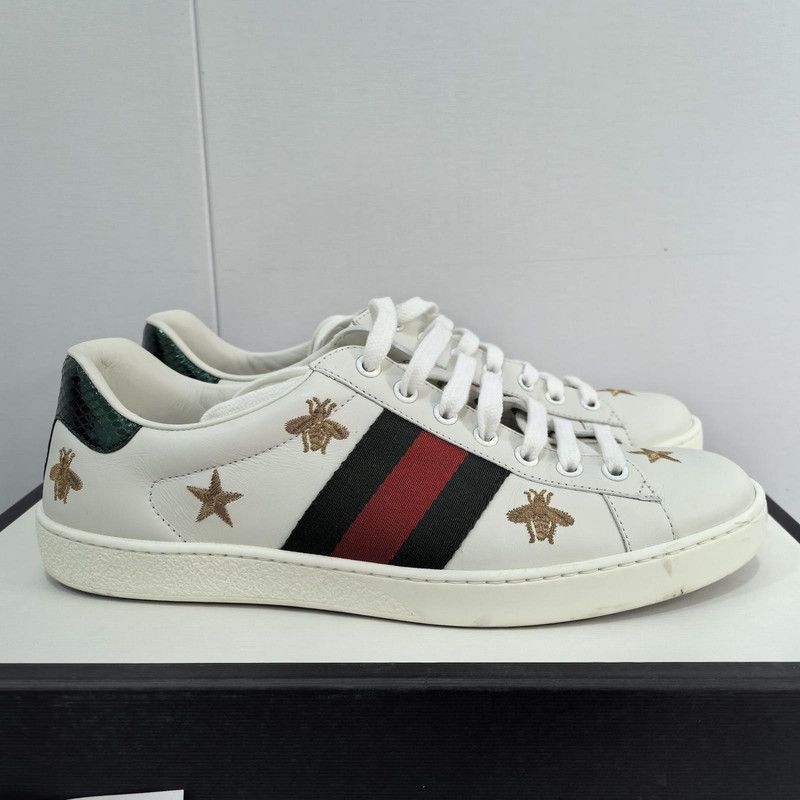 Gucci Gucci ACE Leather Embroidered Bee Sneakers 0079 Size US 8 / EU 41 - 2 Thumbnail