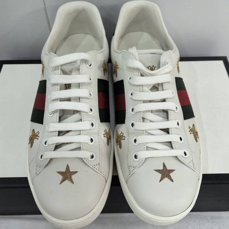 Gucci Gucci ACE Leather Embroidered Bee Sneakers 0079 Size US 8 / EU 41 - 4 Thumbnail