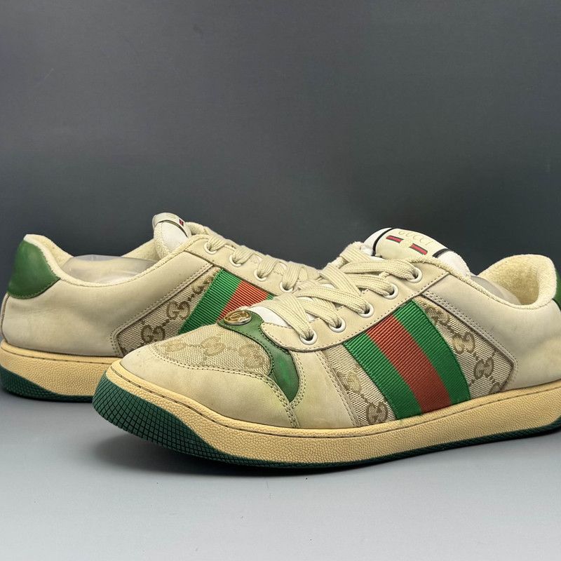 Gucci Gucci Screener Dirty Sneakers in Green Leather 0079 Size US 10.5 / EU 43-44 - 9 Thumbnail