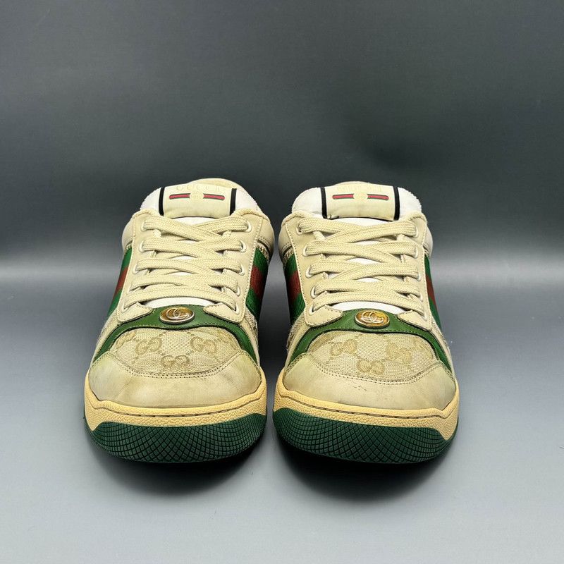 Gucci Gucci Screener Dirty Sneakers in Green Leather 0079 Size US 10.5 / EU 43-44 - 2 Thumbnail