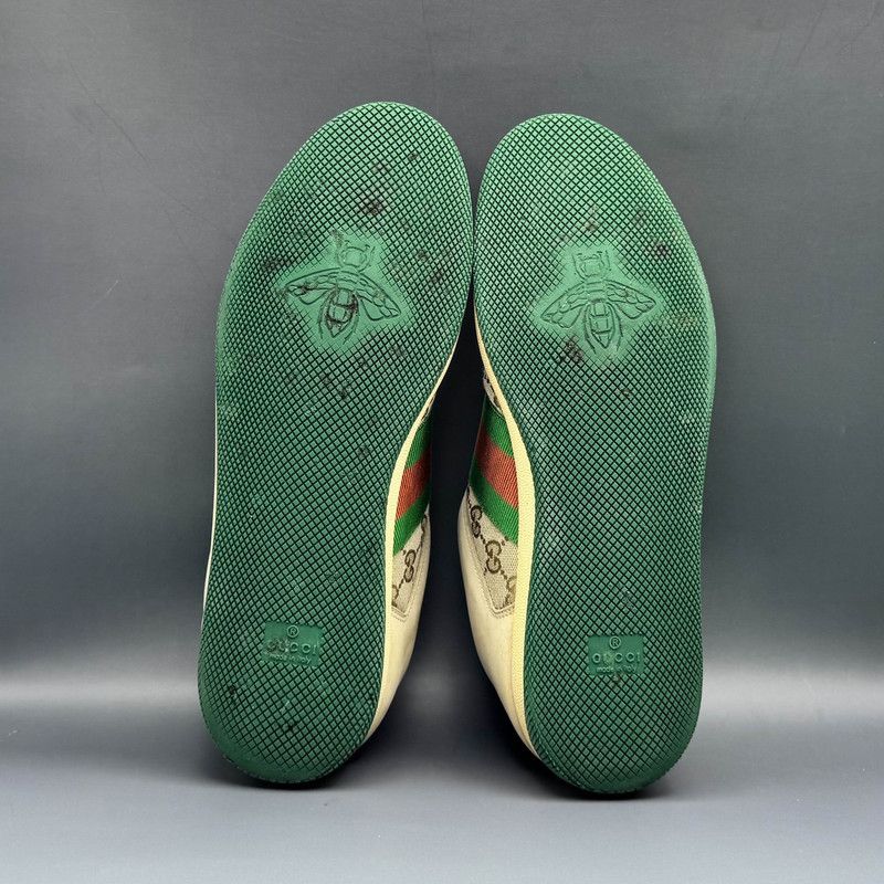 Gucci Gucci Screener Dirty Sneakers in Green Leather 0079 Size US 10.5 / EU 43-44 - 4 Thumbnail