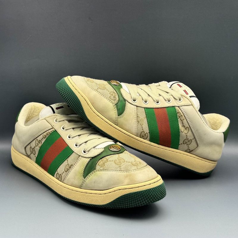 Gucci Gucci Screener Dirty Sneakers in Green Leather 0079 Size US 10.5 / EU 43-44 - 8 Thumbnail