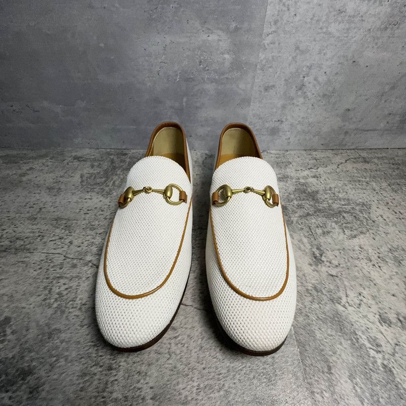 Gucci Gucci Jordaan White Canvas Loafers for Men 0079 Size US 8 / EU 41 - 2 Thumbnail